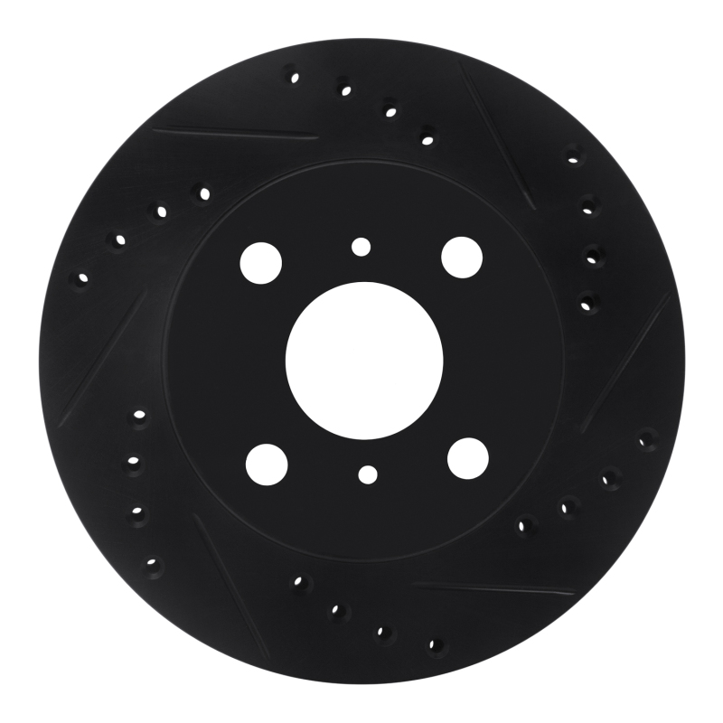 Toyota Echo Brake Rotor (1) - Front Right - R1 Concepts - Drilled & Slotted - Black - `99-`05